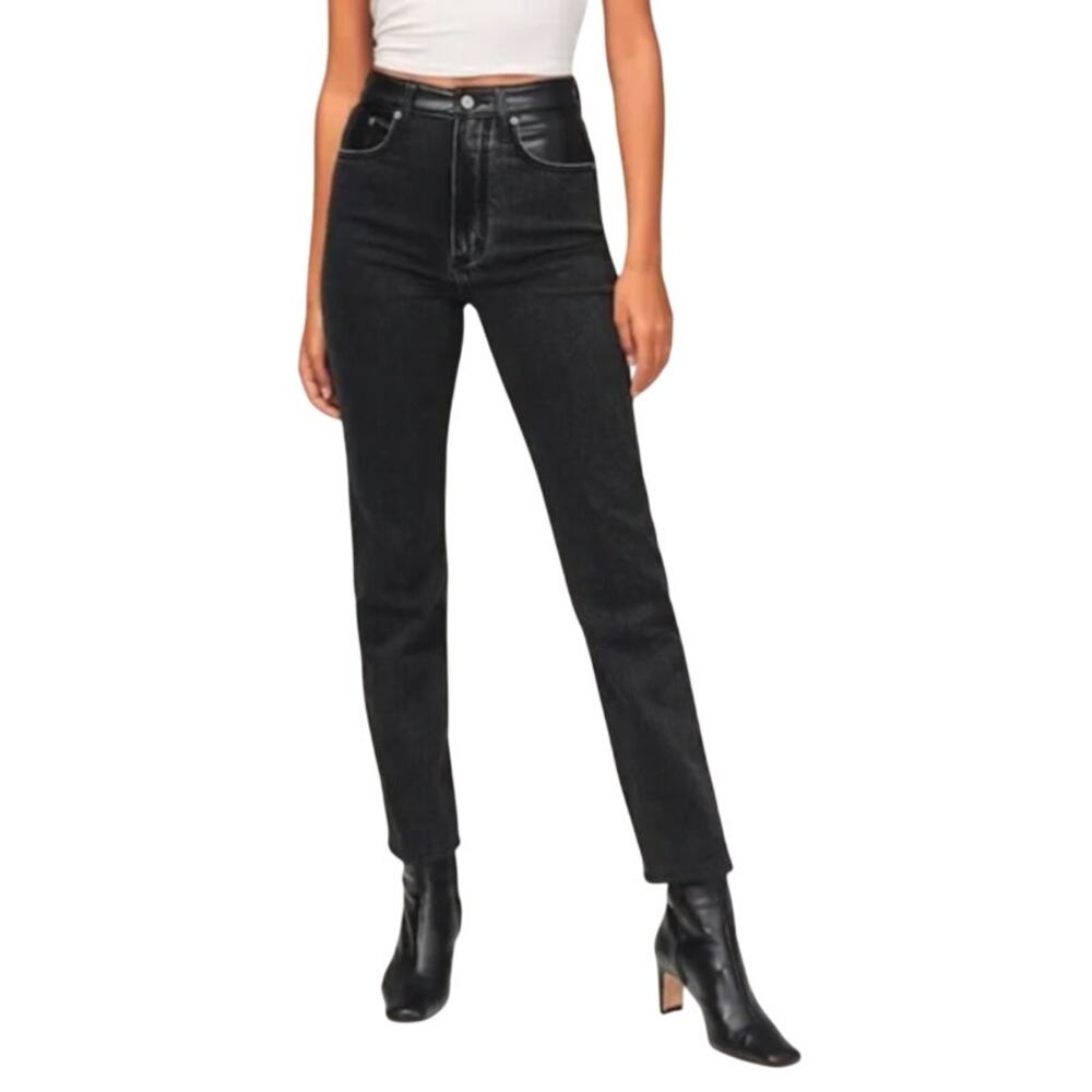 Abercrombie & Fitch The 90s Straight Pant Faux Leather Denim Grunge Fall 25